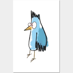 funny silly blue bird Posters and Art